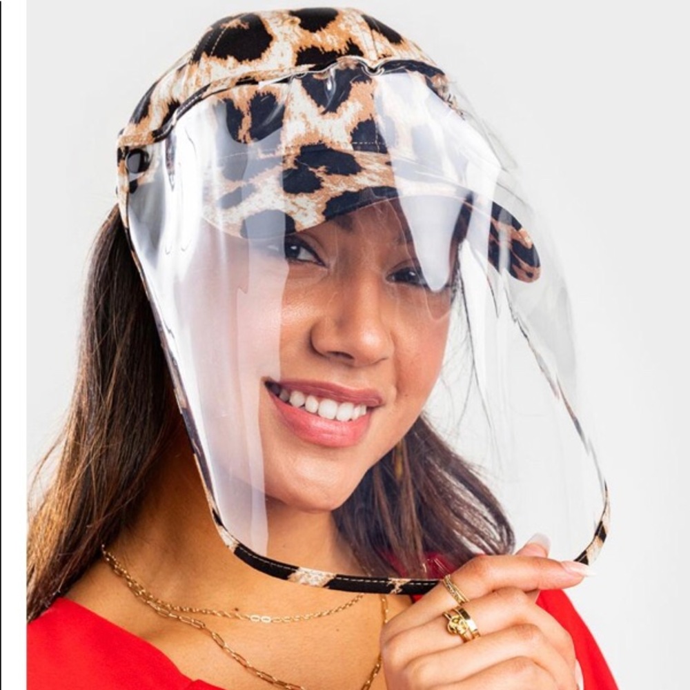 SUMMER Mask HAT - LEOPARD w/detachable FACE SHIELD